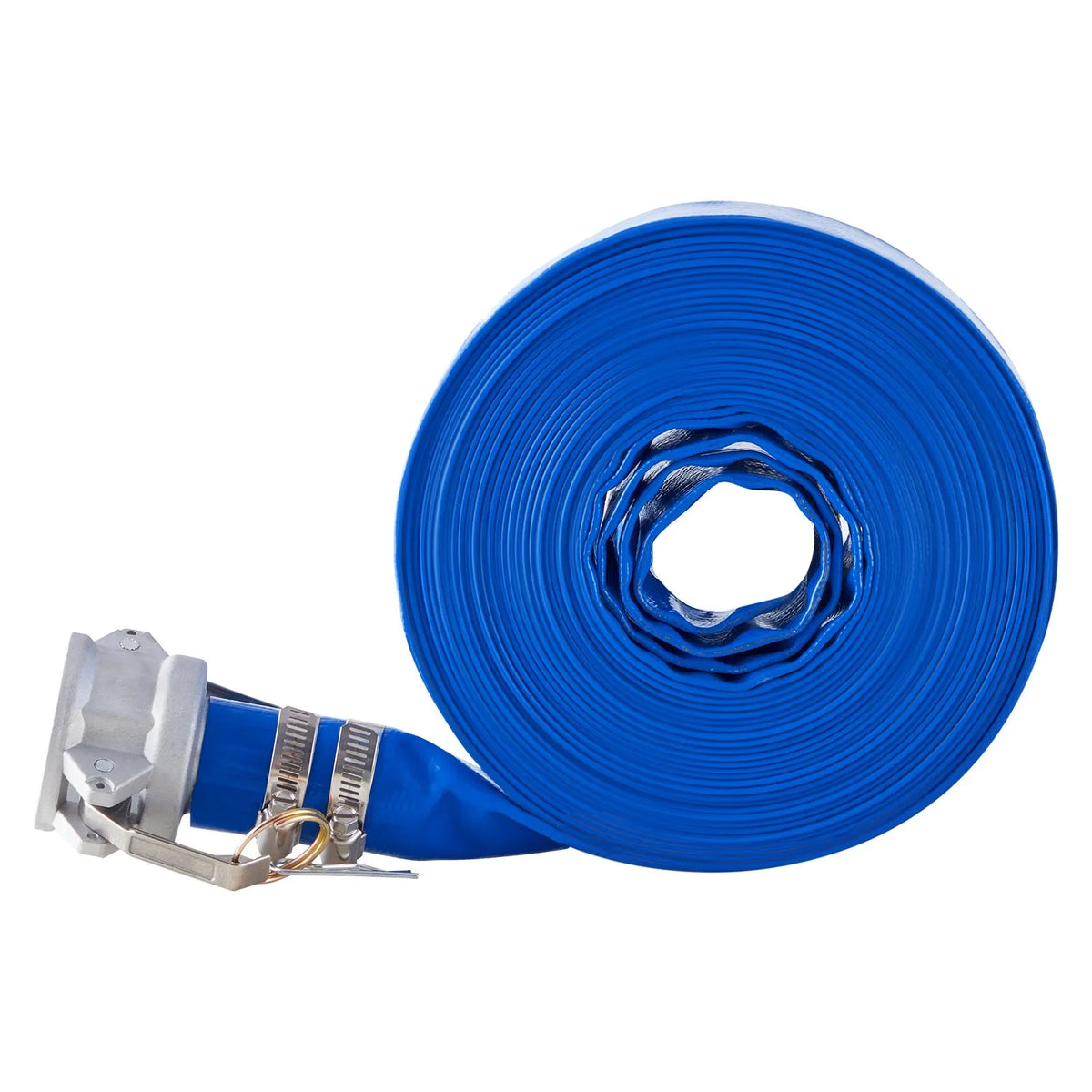 VEVOR skalošanas šļūtene, 38 mm × 15,2 m, augstas kvalitātes PVC šļūtene zilā krāsā ar skavām, Camlock savienojumiem un alumīnija veidgabaliem, piemērota dažādiem sūkņiem notekūdeņu apstrādei, ūdens pārsūknēšanai un lauksaimniecībai