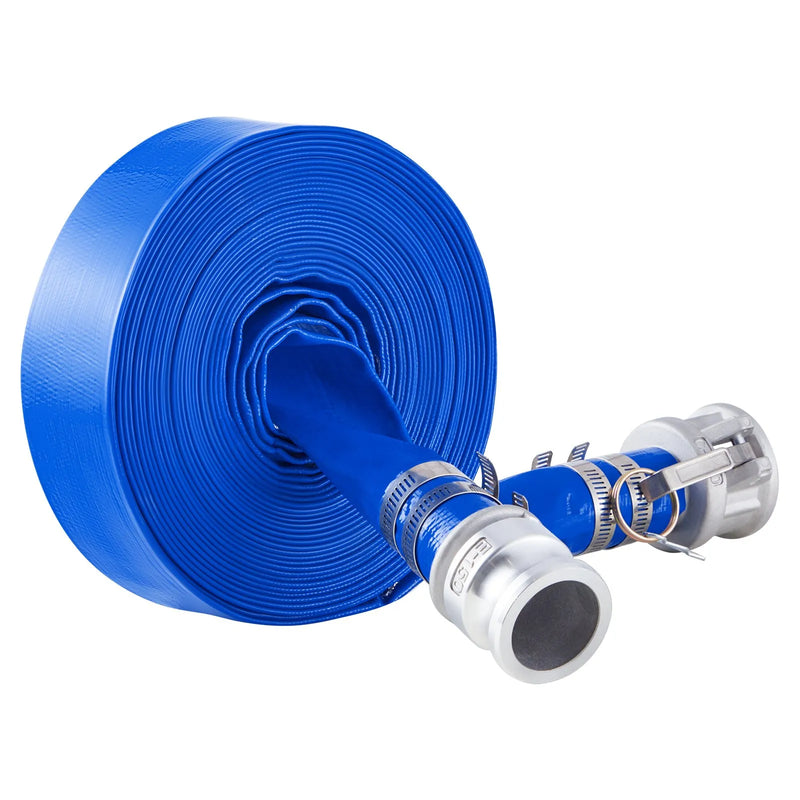 VEVOR skalošanas šļūtene, 38 mm × 15,2 m, augstas kvalitātes PVC šļūtene zilā krāsā ar skavām, Camlock savienojumiem un alumīnija veidgabaliem, piemērota dažādiem sūkņiem notekūdeņu apstrādei, ūdens pārsūknēšanai un lauksaimniecībai
