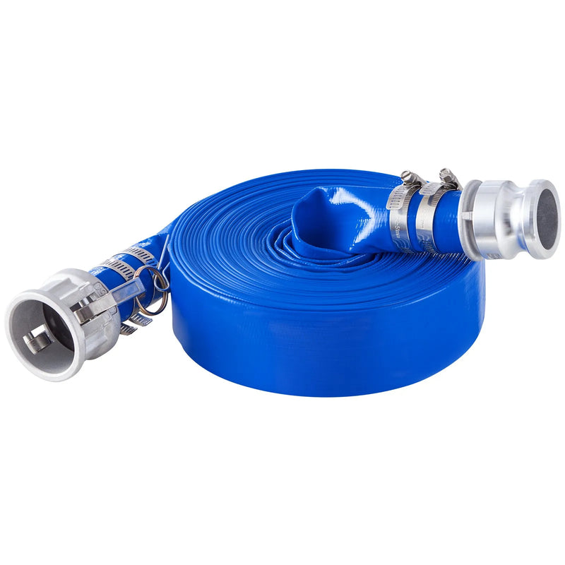 VEVOR skalošanas šļūtene, 38 mm × 15,2 m, augstas kvalitātes PVC šļūtene zilā krāsā ar skavām, Camlock savienojumiem un alumīnija veidgabaliem, piemērota dažādiem sūkņiem notekūdeņu apstrādei, ūdens pārsūknēšanai un lauksaimniecībai