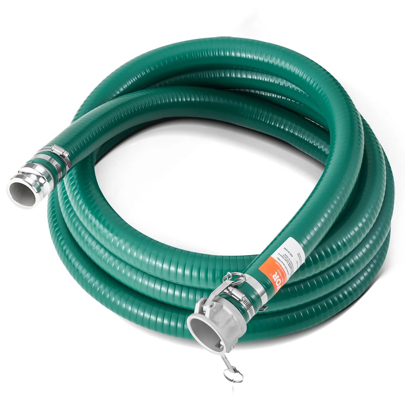 VEVOR sūkšanas šļūtene, 51 mm × 6,1 m, augstas kvalitātes zaļa šļūtene ar Camlock savienojumiem un alumīnija veidgabaliem, piemērota dažādiem sūkņiem notekūdeņu apstrādei, ūdens pārsūknēšanai un lauksaimniecībai