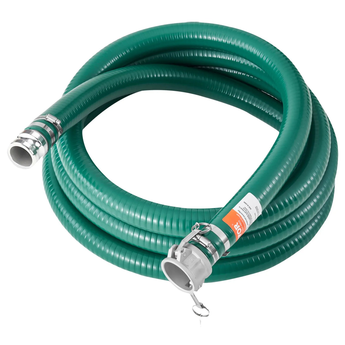 VEVOR sūkšanas šļūtene, 51 mm × 6,1 m, augstas kvalitātes zaļa šļūtene ar Camlock savienojumiem un alumīnija veidgabaliem, piemērota dažādiem sūkņiem notekūdeņu apstrādei, ūdens pārsūknēšanai un lauksaimniecībai