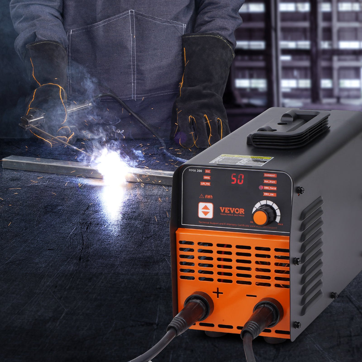 Электросварщик VEVOR ARC 220 В 200 А 2-в-1 с функцией Lift TIG и горячим стартом