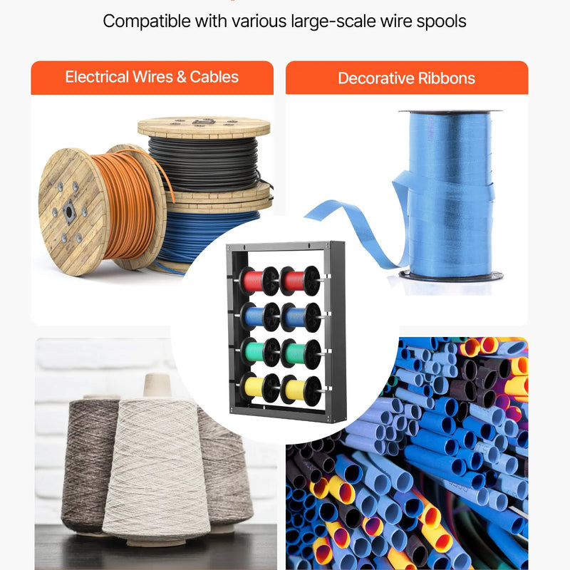 Vadu ruļļu statīvs ar 4 regulējamiem stieņiem — sienas stiprināms ruļļu turētājs ar 68 kg slodzes kapacitāti