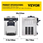 VEVOR 2200W Komerciālā Mīkstā Saldējuma Mašīna, 20–28 L/h, Galda Modelis, Piemērota Restorāniem, Bāriem, Kafejnīcām, Maiznīcām