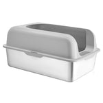 VEVOR īpaši liela nerūsējošā tērauda kaķu tualete ar 15 cm dziļumu, augstām malām, platu filtrējošu pakāpienu un lāpstiņu, viegli tīrāma un bez smaržas, piemērota lieliem kaķiem