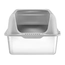 VEVOR īpaši liela nerūsējošā tērauda kaķu tualete ar 15 cm dziļumu, augstām malām, platu filtrējošu pakāpienu un lāpstiņu, viegli tīrāma un bez smaržas, piemērota lieliem kaķiem