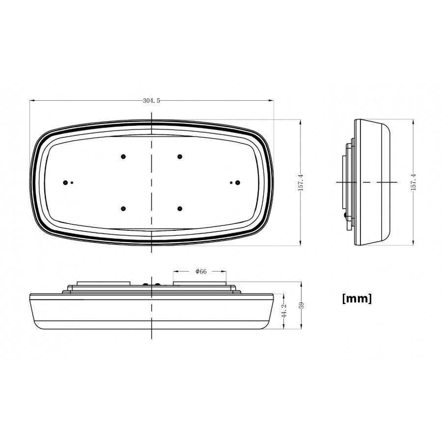 LED oranžā brīdinājuma gaismas josla BLK0032 ar magnētisku stiprinājumu, 38 W, 12/24 V, 305 × 158 mm, R10, R65, IP67