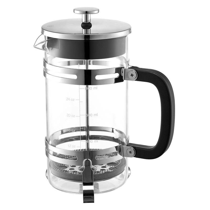 Franču kafijas prese, 1 l borosilikāta stikla ar nerūsējošā tērauda filtru, piemērota kafijai, tējai un aukstajai brūvēšanai, kempingam, ceļošanai un mājas virtuvei, sudraba krāsa