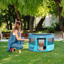 VEVOR Salokāms mājdzīvnieku rotaļu laukums, 1117 × 1117 × 609 mm, ūdensizturīgs, noņemams rāvējslēdzējs, 600D Oksforda audums, 8 ventilācijas paneļi, salokāms, piemērots iekštelpām un āra lietošanai, ceļojumiem un kempingam (apaļš, L)