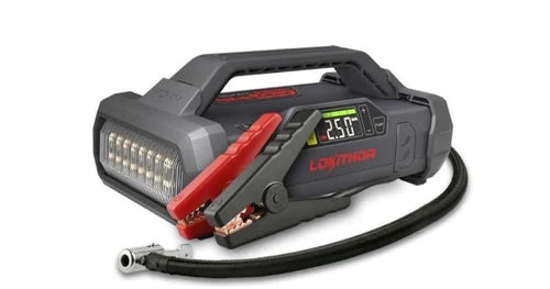 Car, motorcycle, boat starter (booster) Lokithor 12V with 2500A starting power, built-in compressor, starter wires, LED lamp, charging dock C-Type USB 
