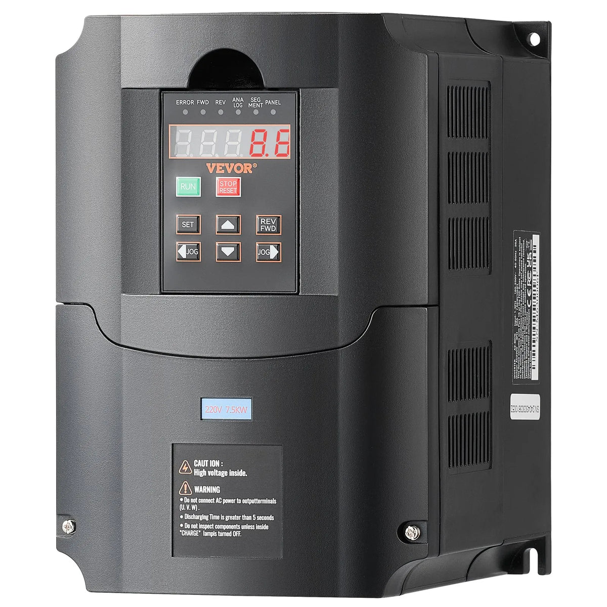 VEVOR frekvences pārveidotājs 7,5 kW 35 A ar 1 vai 3 fāžu 220 V ieeju uz 3 fāžu 220 V izeju, 40–60 Hz ieeja un 0–400 Hz izeja CNC vārpstas motora ātruma kontrolei