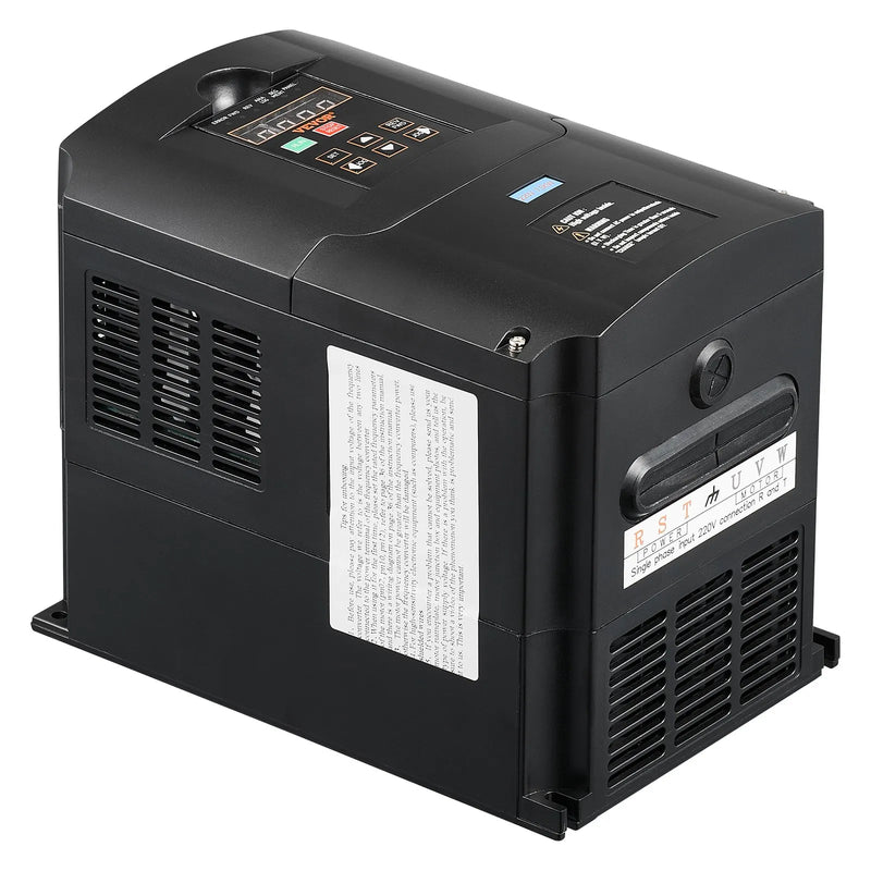 VEVOR frekvences pārveidotājs 7,5 kW 35 A ar 1 vai 3 fāžu 220 V ieeju uz 3 fāžu 220 V izeju, 40–60 Hz ieeja un 0–400 Hz izeja CNC vārpstas motora ātruma kontrolei