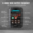 VEVOR frekvences pārveidotājs 7,5 kW 35 A ar 1 vai 3 fāžu 220 V ieeju uz 3 fāžu 220 V izeju, 40–60 Hz ieeja un 0–400 Hz izeja CNC vārpstas motora ātruma kontrolei