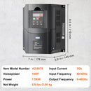 VEVOR frekvences pārveidotājs 7,5 kW 35 A ar 1 vai 3 fāžu 220 V ieeju uz 3 fāžu 220 V izeju, 40–60 Hz ieeja un 0–400 Hz izeja CNC vārpstas motora ātruma kontrolei