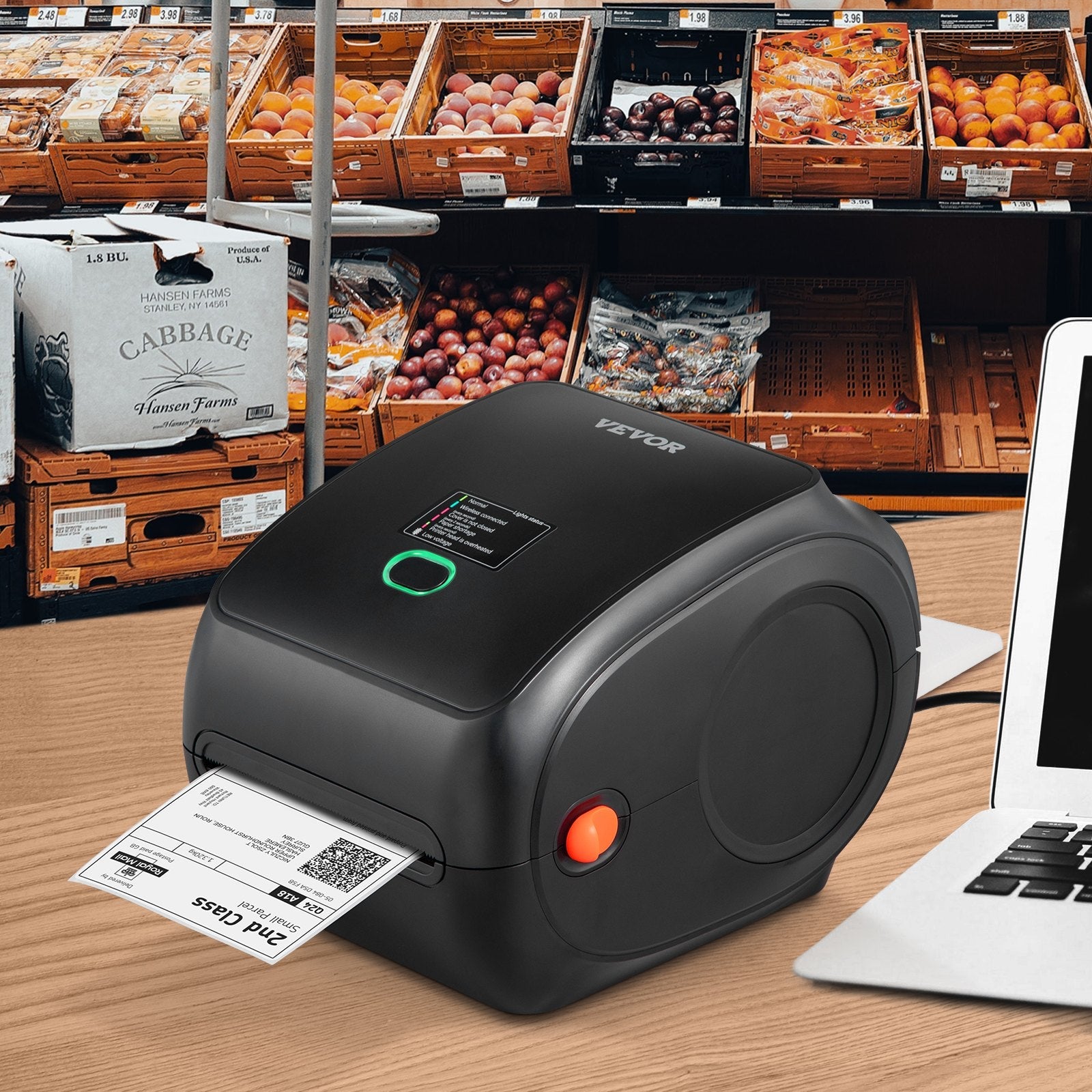 VEVOR termodrukas etiķešu printeris 4×6, 300 DPI, USB/Bluetooth, saderīgs ar Amazon, eBay, Etsy, UPS