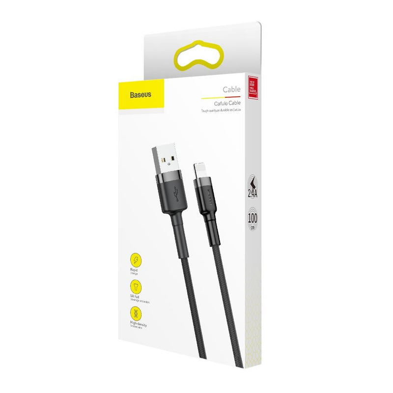 Baseus Cafule USB–Lightning kabelis 1,0 m, 2,4 A, pelēki melns