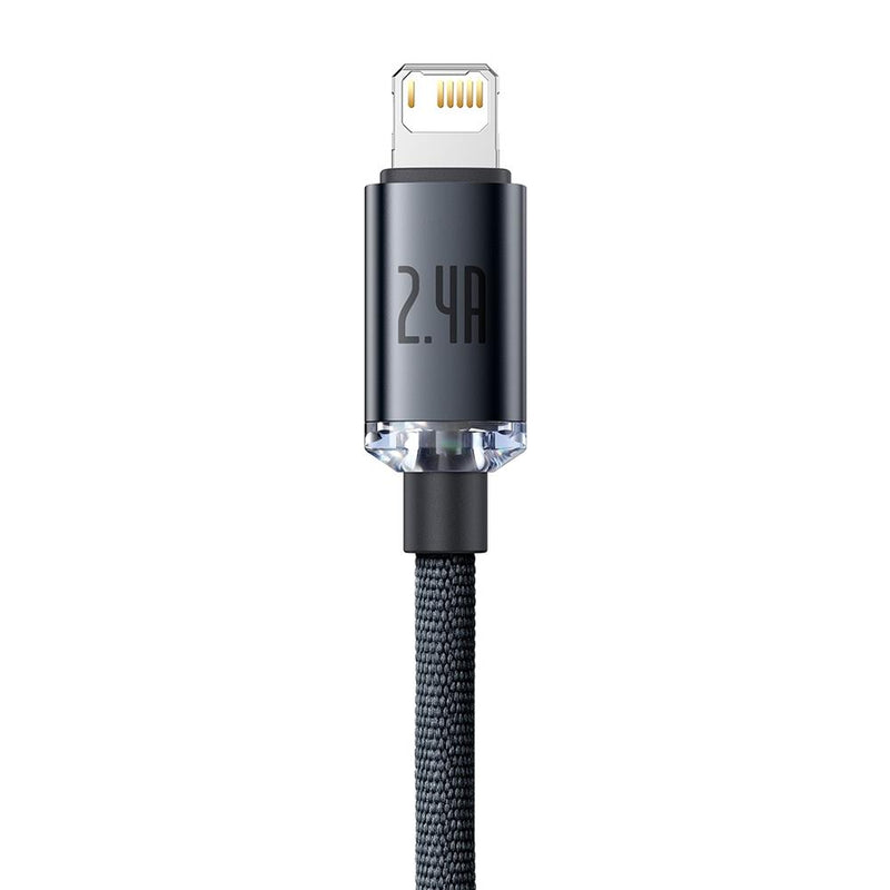 Baseus Crystal Shine USB–Lightning kabelis 1,2 m, 2,4 A, melns