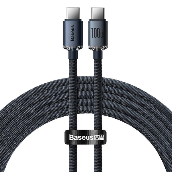 Baseus kabelis Crystal Shine USB-C - USB-C 2,0 m 100W melns