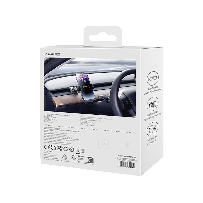 Baseus T-Space autohoidja, must, ventilatsiooni võre, päikeseenergia