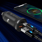 Devia Smart Mini auto lādētājs, 30W, USB-A+USB-C, PD/QC 3.0, melns