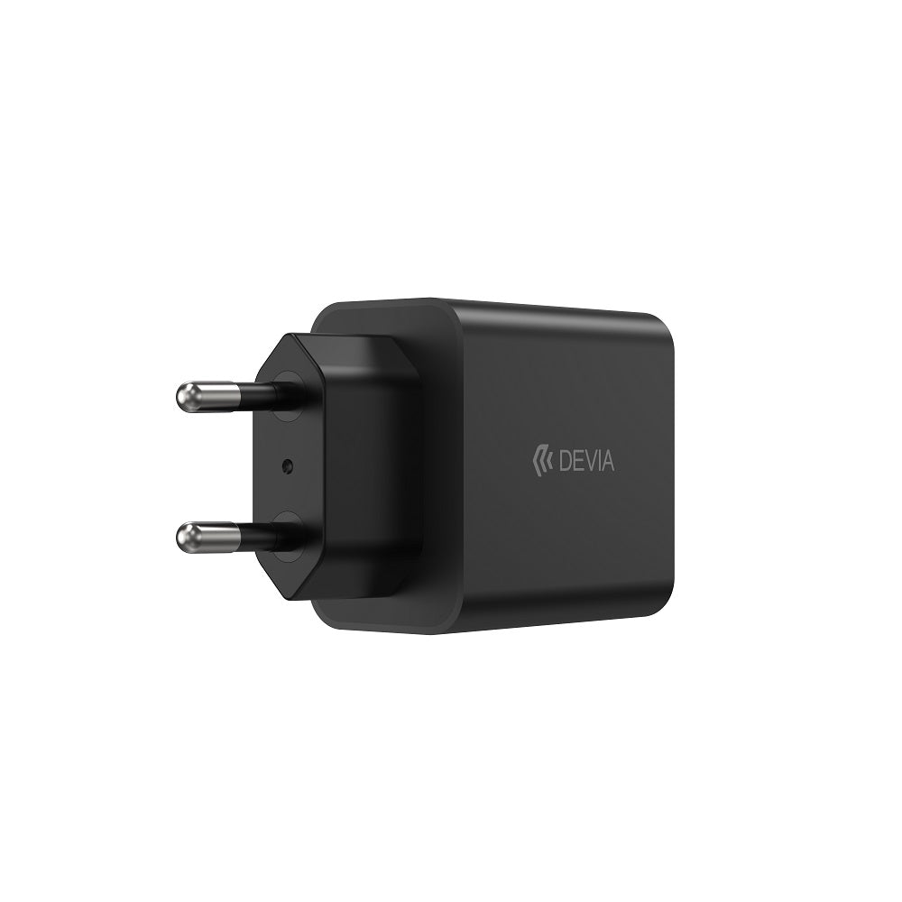 Devia Rocket PD sienas lādētājs ar 1 USB-C pieslēgvietu un USB-C–USB-C kabeli, 45 W, melns