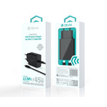 Devia Rocket PD sienas lādētājs ar 1 USB-C pieslēgvietu un USB-C–USB-C kabeli, 45 W, melns