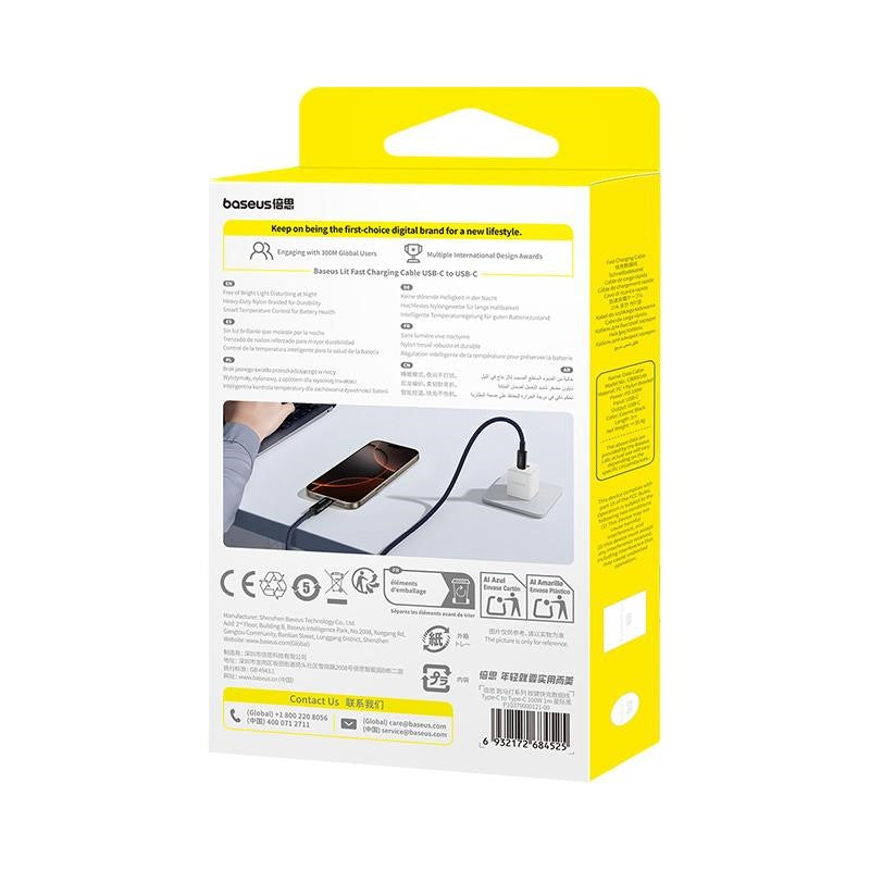 Baseus USB-C – USB-C kabelis 1 m, 100 W, melns