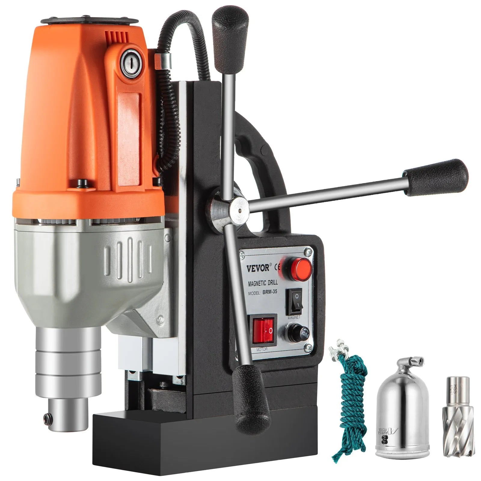 VEVOR 980 W magnētiskā urbjmašīna 220–240 V, metāla urbjmašīna ar 680 apgr./min., daudzfunkcionāla 35 mm serdeņa urbšanas un vītņgriešanas mašīna