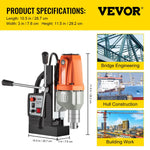 VEVOR 980 W magnētiskā urbjmašīna 220–240 V, metāla urbjmašīna ar 680 apgr./min., daudzfunkcionāla 35 mm serdeņa urbšanas un vītņgriešanas mašīna