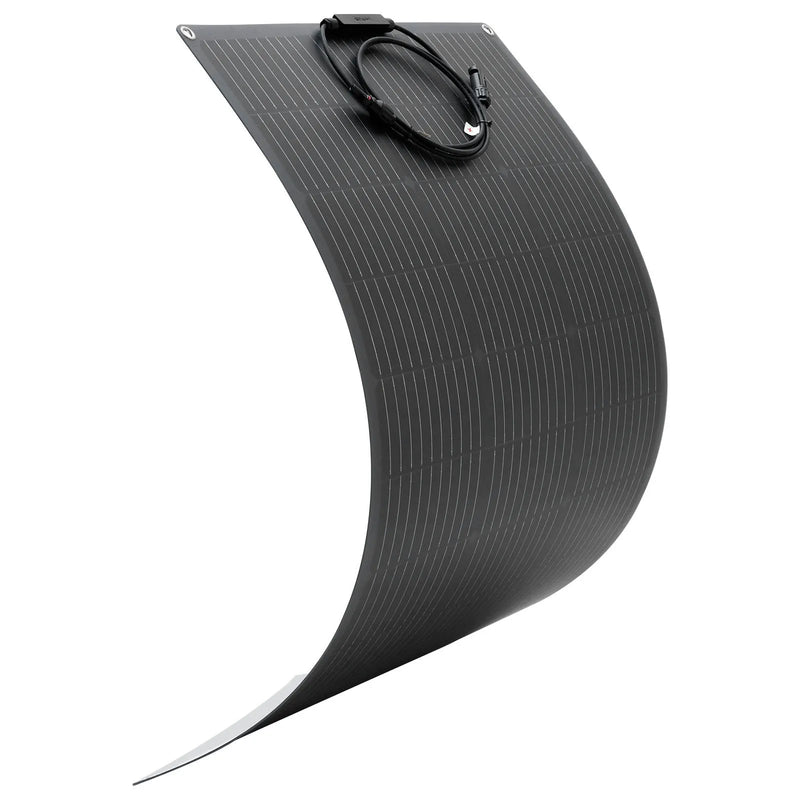 VEVOR elastīgs saules panelis 100 W, daļēji elastīgs lokāms monokristāliskais saules panelis ar 23 % efektivitāti, autonomais lādētājs ar MC4 savienojumu, IP67 ūdensizturīgs, paredzēts jūras transportam, kemperiem, automašīnām un izliektām virsmām