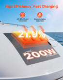 VEVOR elastīgs saules panelis, 200 W, daļēji elastīgs liekams monokristālisks saules panelis, 21,9 % efektivitāte, autonomai elektroapgādei ar MC4 izeju, IP67 ūdensizturīgs kuģiem, kemperiem, automašīnām un izliektām virsmām
