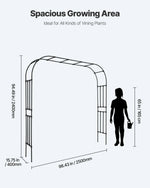 VEVOR dārza arka kāpjošiem augiem 240 × 250 × 40 cm, metāla pergolas arka ar zemes mietiem, izturīga dārza arka ar režģi augiem, viegli saliekama dekoratīva arka dārzam, pagalmam, kāzām un svinībām