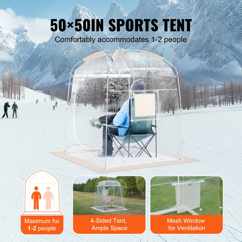 VEVOR 1.27 x 1.27 x 1.6 m dome sports tent - weatherproof, suitable for 1 person, transparent