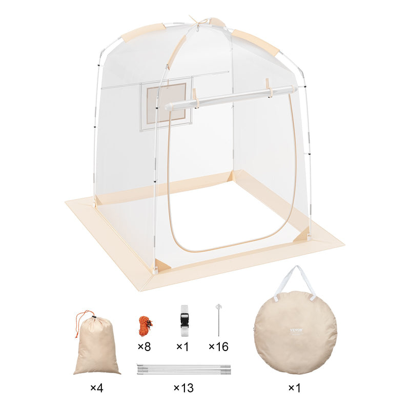 VEVOR 1.27 x 1.27 x 1.6 m dome sports tent - weatherproof, suitable for 1 person, transparent