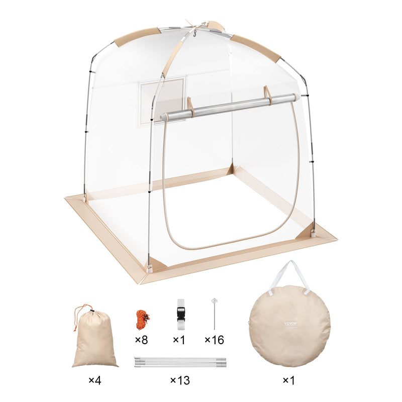 VEVOR  180 cm x 180 cm  kupolveida sporta telts – laikapstākļu izturīga, piemērota 2-4 cilvēkiem, caurspīdīga