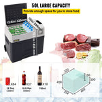 50L VEVOR automašīnas ledusskapis/saldētava 50L, ideāls risinājums automašīnām, kravas automašīnām, treileriem, laivām, kā arī lietošanai mājās vai āra aktivitātēs, piemēram, ceļojumos, makšķerēšanā un kempingā.
