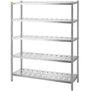 VEVOR 5 līmeņu nerūsējošā tērauda uzglabāšanas plaukts, 150 x 45 x 180 cm, 300 kg slodze, regulējams augstums, ventilācijas atveres