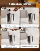 French Press kafijas kanna 1,5 L nerūsējošais tērauds ar filtru, dubultsienu termoizolēta, sudraba