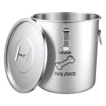 VEVOR HC-20 LT, 20 l nerūsējošā tērauda barības uzglabāšanas konteiners suņiem un kaķiem, līdz ~8 kg, hermētisks vāks, 2 rokturi, metāla tvertne sausajai barībai, rīsiem un miltiem