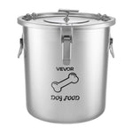 VEVOR HC-20 LT, 20 l nerūsējošā tērauda barības uzglabāšanas konteiners suņiem un kaķiem, līdz ~8 kg, hermētisks vāks, 2 rokturi, metāla tvertne sausajai barībai, rīsiem un miltiem