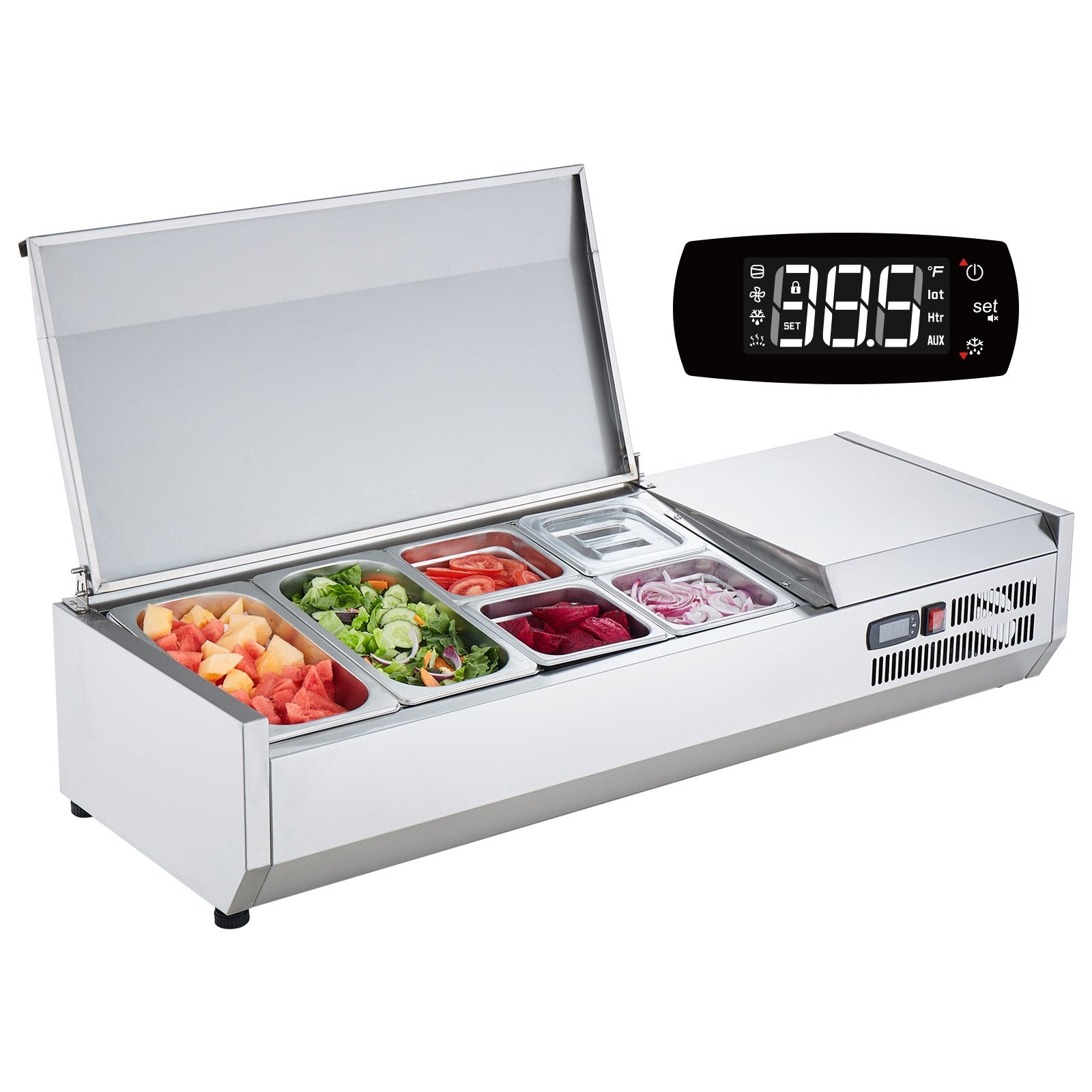 VEVOR galda salātu un picas sagatavošanas ledusskapis, 140 W, nerūsējošais tērauds, CE