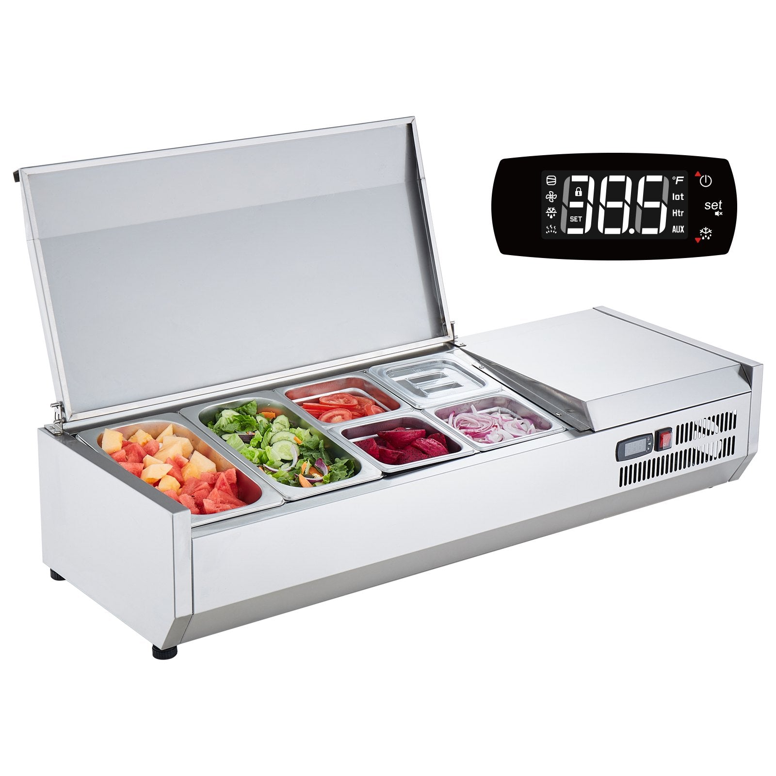 VEVOR galda salātu un picas sagatavošanas ledusskapis, 140 W, nerūsējošais tērauds, CE