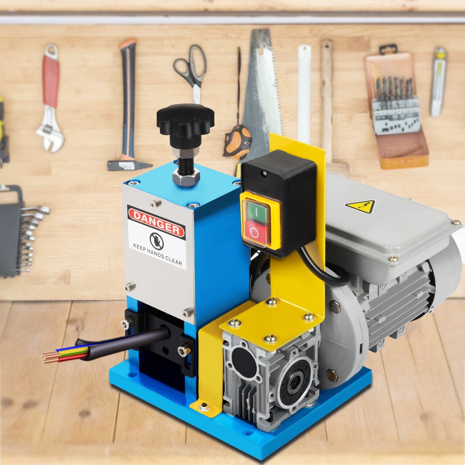 VEVOR elektriskais vadu izolācijas noņēmējs ar 1,5–25 mm diametra diapazonu, 180 W jaudu, automātisks un pārnēsājams kabeļu noņēmējs vara pārstrādei