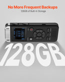 VEVOR digitālais balss ierakstītājs, 128 GB, ar balss aktivizēšanu, USB un MP3 atbalstu