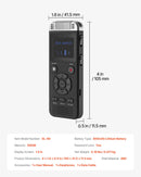 VEVOR digitālais balss ierakstītājs, 128 GB, ar balss aktivizēšanu, USB un MP3 atbalstu