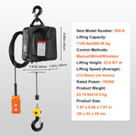 VEVOR 3-in-1 kaasaskantav elektriline vints, 500 kg, juhtmega/juhtmeta kaugjuhtimispuldiga.