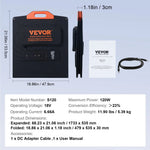 VEVOR pārnēsājams monokristālisks saules panelis 120 W, salokāms ETFE saules lādētājs ar 23 % efektivitāti, Type-C, DC 18 V un QC 3.0 USB pieslēgvietām, IP67, mājai, autonomām sistēmām un pārgājieniem