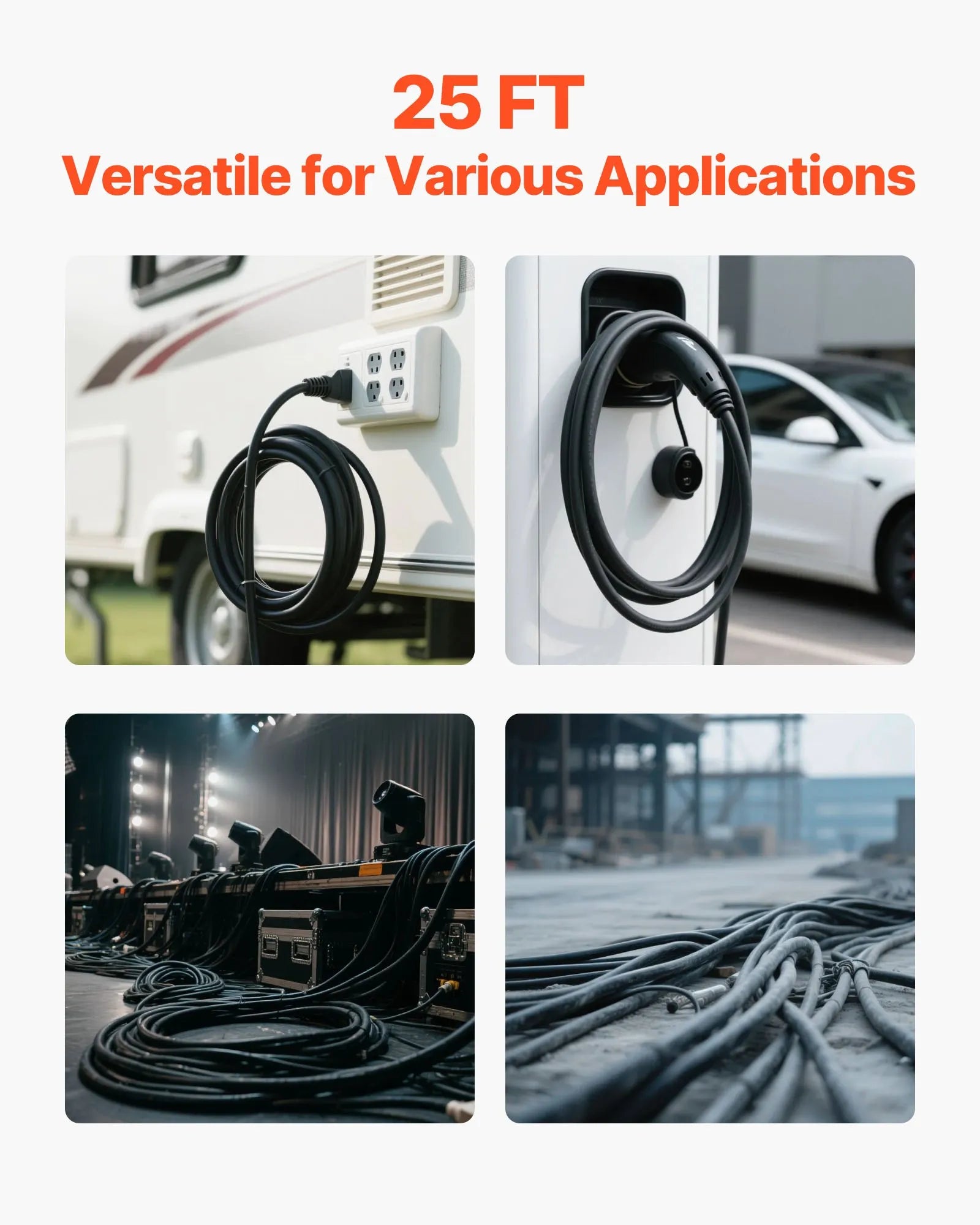 VEVOR Strāvas pagarinātājs VEVOR 25 FT (7,6 m), 6AWG, premium klases vara kabelis