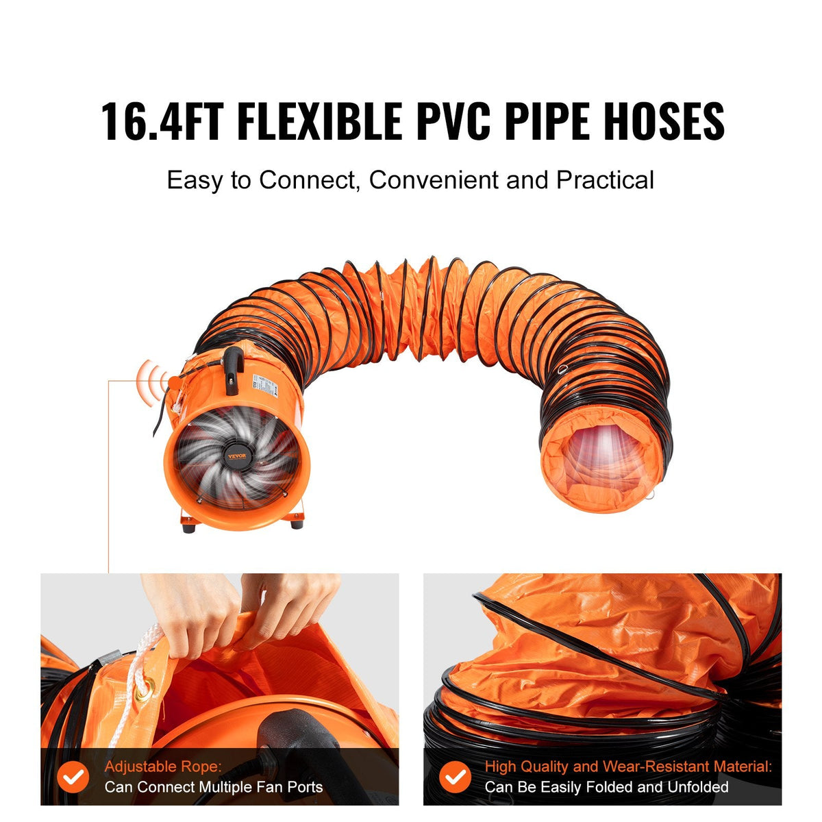 VEVOR 304.8mm Pārnēsājamais Izplūdes Ventilators Pūtejs ar 5m Šļūteni - Industrijas Ventilators