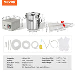 VEVOR kazu slaukšanas iekārta, 3 l 304 nerūsējošā tērauda tvertne, elektriska pulsācijas vakuuma slaukšanas sistēma ar pārtikas kvalitātes silikona uzgaļiem un šļūtenēm, pārnēsājama ar regulējamu sūkšanu aitām